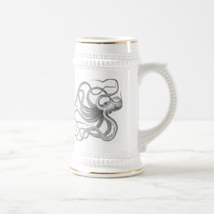 Nautischer Steampunk-Oktopus Vintage-Zeichnung Ste Bierglas