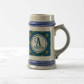 Nautischer Stern Monogramm Familienname Buchstabe Bierglas