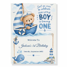 Nautischer Teddybär-Segelboot 1. Geburtstag