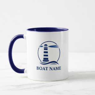 Nautischer Vintage-Leuchtturm und Ihr Boot oder Na Tasse