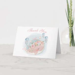 Nautischer Wal Quallen Mädchen Baby Shower Danke Karte