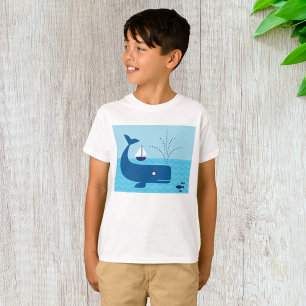 Nautischer Wal und Segelboot Ozean Blaue See T-Shirt