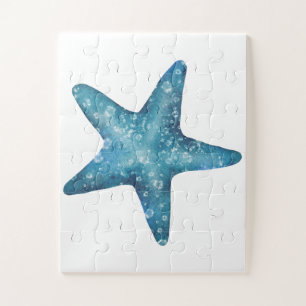 Nautischer Wasserfarben-Blauer Seestern Puzzle