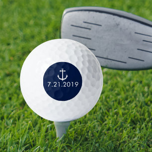 Nautischer Weißanker Ihr Text/Datum Personalisiert Golfball