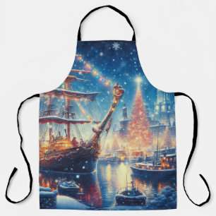 Nautischer Winter-/Weihnachtshafen Schürze