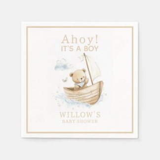 Nautisches Ahoy, es ist ein Junge Segelboot-Baby-P Serviette