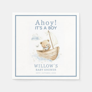 Nautisches Ahoy, es ist ein Junge Segelboot-Baby-P Serviette