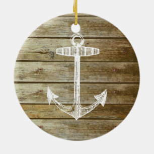 Nautisches Anker auf Holz Grafik Keramikornament