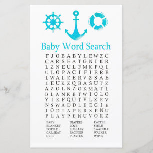 Nautisches Anker-Baby-Shower-Wortsuchspiel