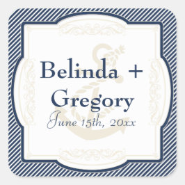 Nautisches Ankerboot Diagonal Streifen wirbeln Mod Quadratischer Aufkleber