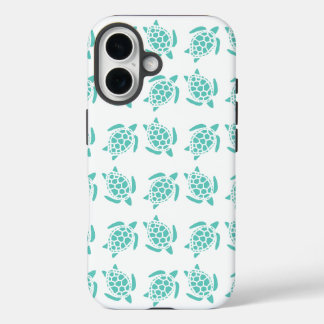 Nautisches Aqua-Blau-Meeresschildkröten-Muster iPhone 16 Hülle