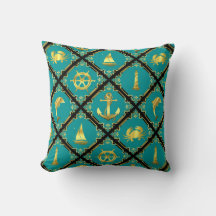 Nautisches Aquamarin/Gold/Delfin/Segelschiff/Anker