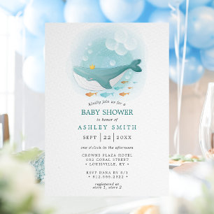 Nautisches Aquarell-Wal-Prinz-Baby-Shower Einladung