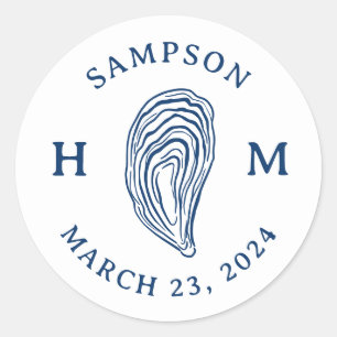 Nautisches Austernschalen-Monogramm mit Namen Datu Runder Aufkleber