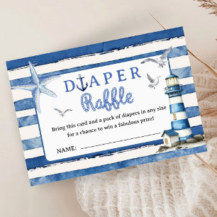 Nautisches Baby Shower Junge Navy Blau Windel Raff Begleitkarte