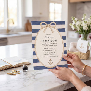Nautisches Babyshower mit Seil und Anker Einladung