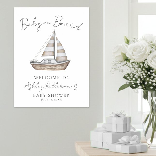 Nautisches Babyshower-Willkommensschild Poster (Nautical Baby Shower Welcome Sign)