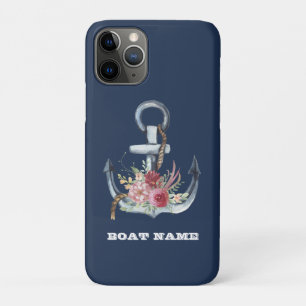 Nautisches Blumenanker-Bootsschild in Marineblau   Case-Mate iPhone Hülle