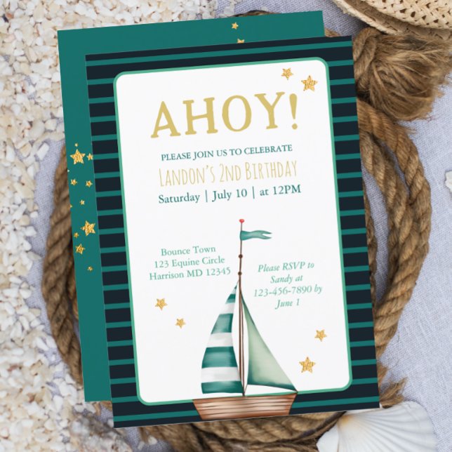 Nautisches Boot gestreift Marine Geburtstag Einladung (Von Creator hochgeladen)