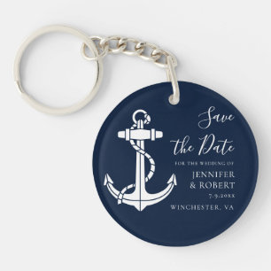 Nautisches Bootsanker-Hochzeit Save the Date Schlüsselanhänger