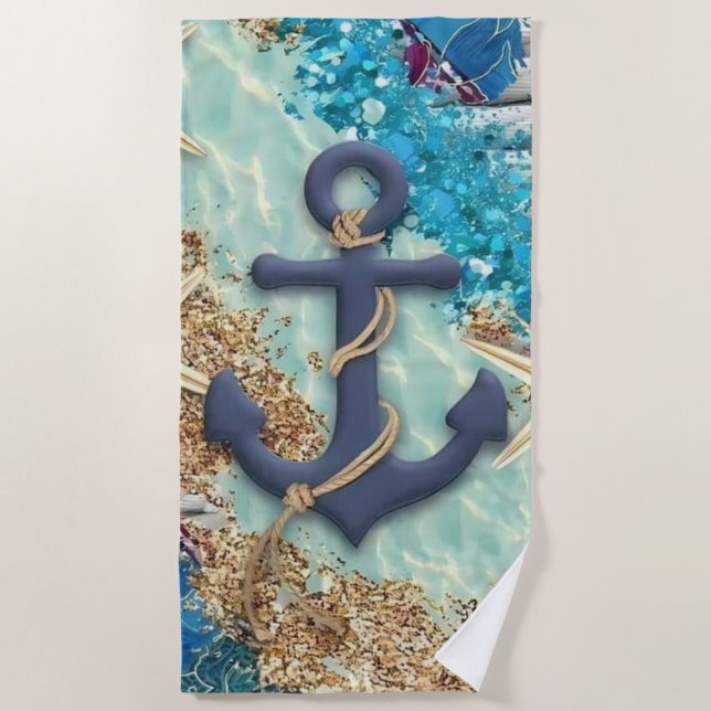 Nautisches Bootsanker-Strandtuch Strandtuch (Vorderseite)