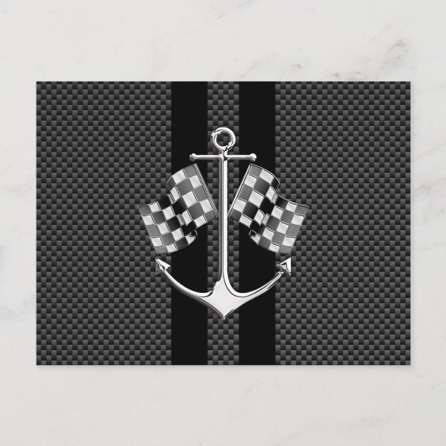 Nautisches Bootsrennen im Stil von Kohlenstofffase Postkarte (Vorderseite)