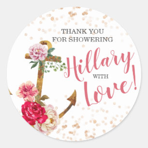 Nautisches Brautparty  Anchor Shower favors Runder Aufkleber