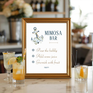 Nautisches Brautparty-Mimosa-Bar-Schild Poster