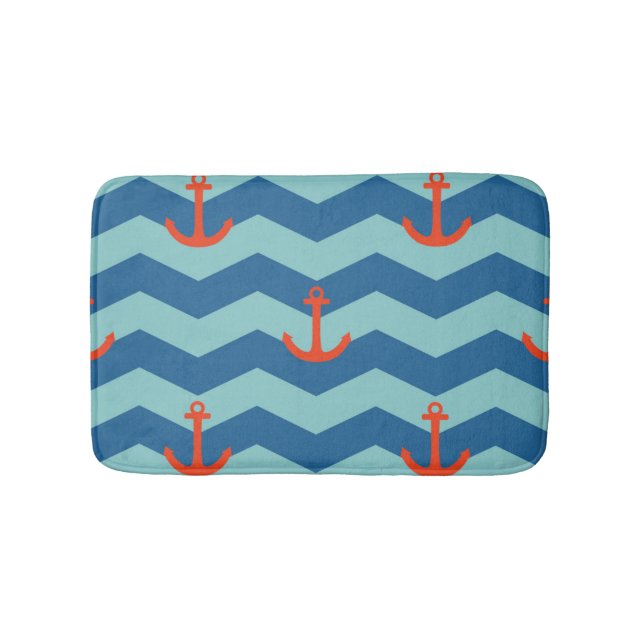 Nautisches Chevron-Muster Badematte (Vorderseite)
