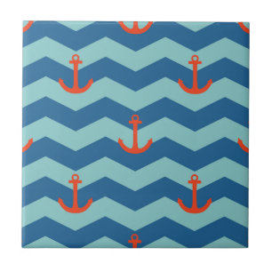 Nautisches Chevron-Muster Fliese