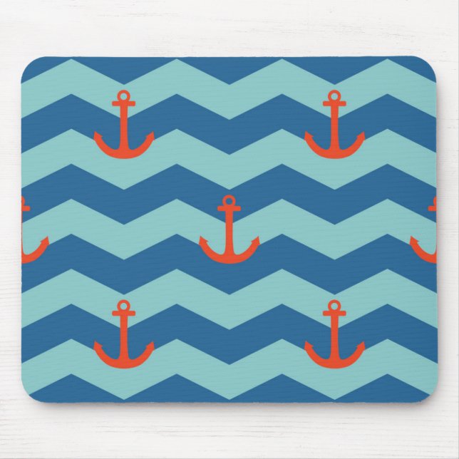 Nautisches Chevron-Muster Mousepad (Vorne)