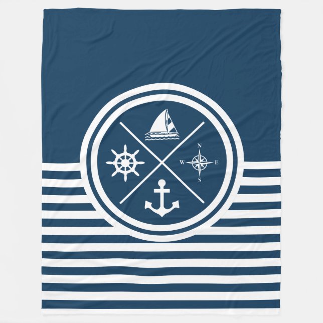 Nautisches Design Fleecedecke (Vorderseite)