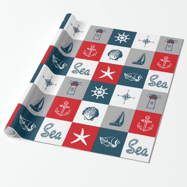Nautisches Design Geschenkpapier (Ungerollt)