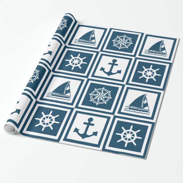 Nautisches Design Geschenkpapier (Ungerollt)
