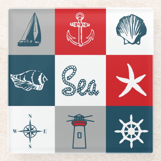 Nautisches Design Glasuntersetzer (Vorderseite)