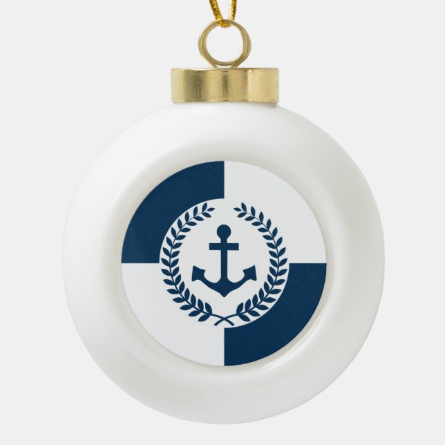 Nautisches Design Keramik Kugel-Ornament (Vorderseite)