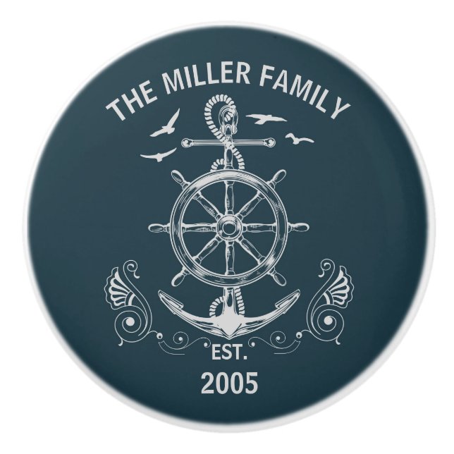 Nautisches Design mit Meereslandschaft Keramikknauf (Vorderseite)