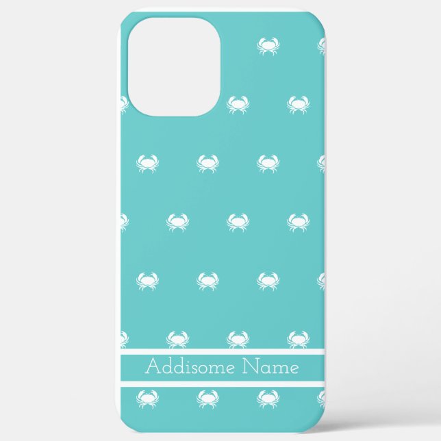 Nautisches Design mit weißer Krabbe auf Aquamarine Case-Mate iPhone Hülle (Rückseite)