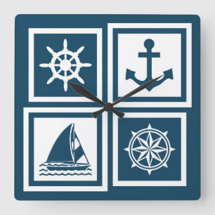 Nautisches Design Quadratische Wanduhr
