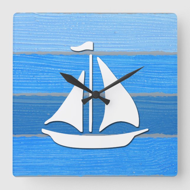 Nautisches Design Quadratische Wanduhr (Vorderseite)