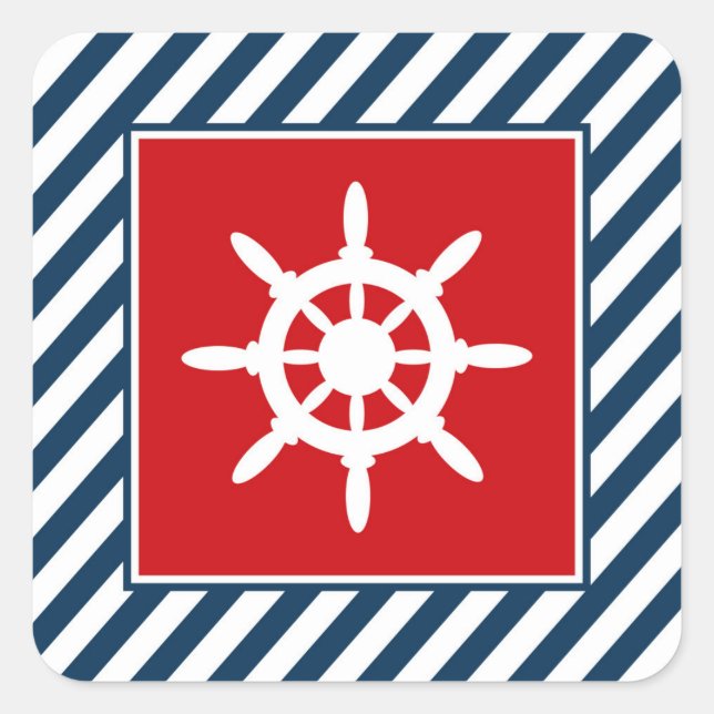 Nautisches Design Quadratischer Aufkleber (Vorderseite)