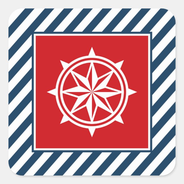 Nautisches Design Quadratischer Aufkleber (Vorderseite)