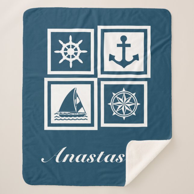 Nautisches Design Sherpadecke (Vorderseite)