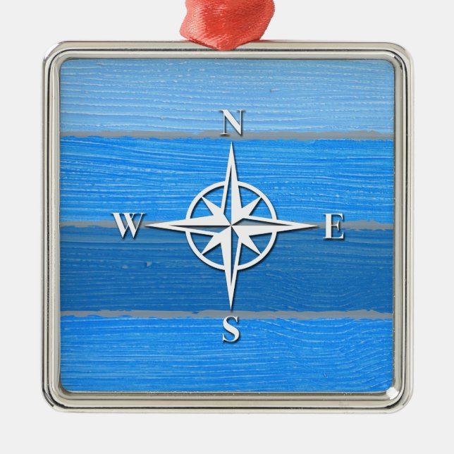 Nautisches Design Silbernes Ornament (Vorne)