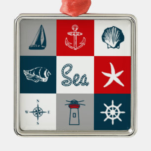 Nautisches Design Silbernes Ornament