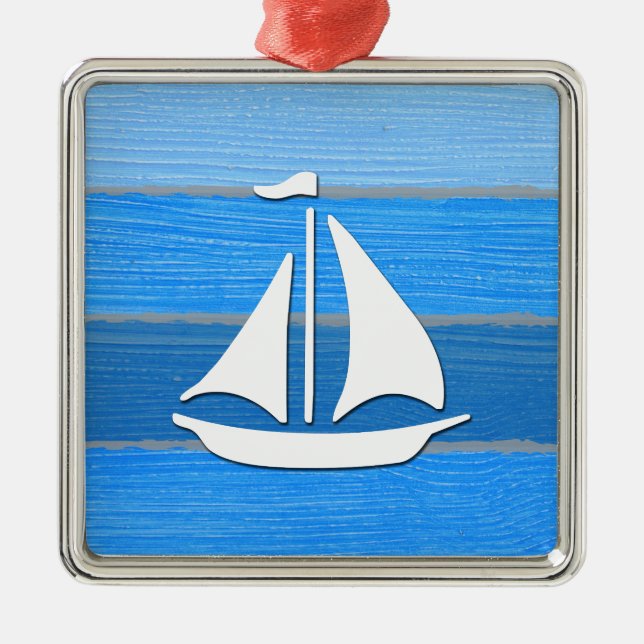 Nautisches Design Silbernes Ornament (Vorne)