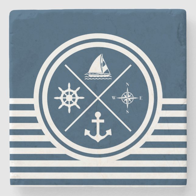 Nautisches Design Steinuntersetzer (Vorderseite)