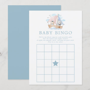 Nautisches Elefant Bär Boot Baby Shower Bingo Spie Einladung