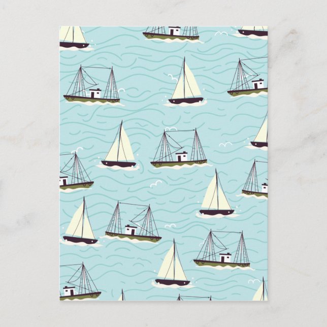 Nautisches Fischereimuster Postkarte (Vorderseite)