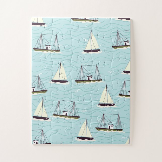 Nautisches Fischereimuster Puzzle (Vertikal)